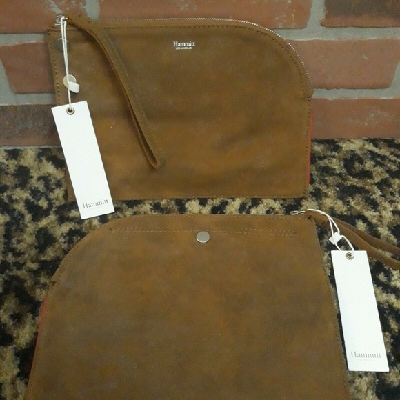 Hammitt WRISTLET Handbag Clutch Richard Arches Buffed Brown Tan Cognac Purse NEW - Picture 5 of 5